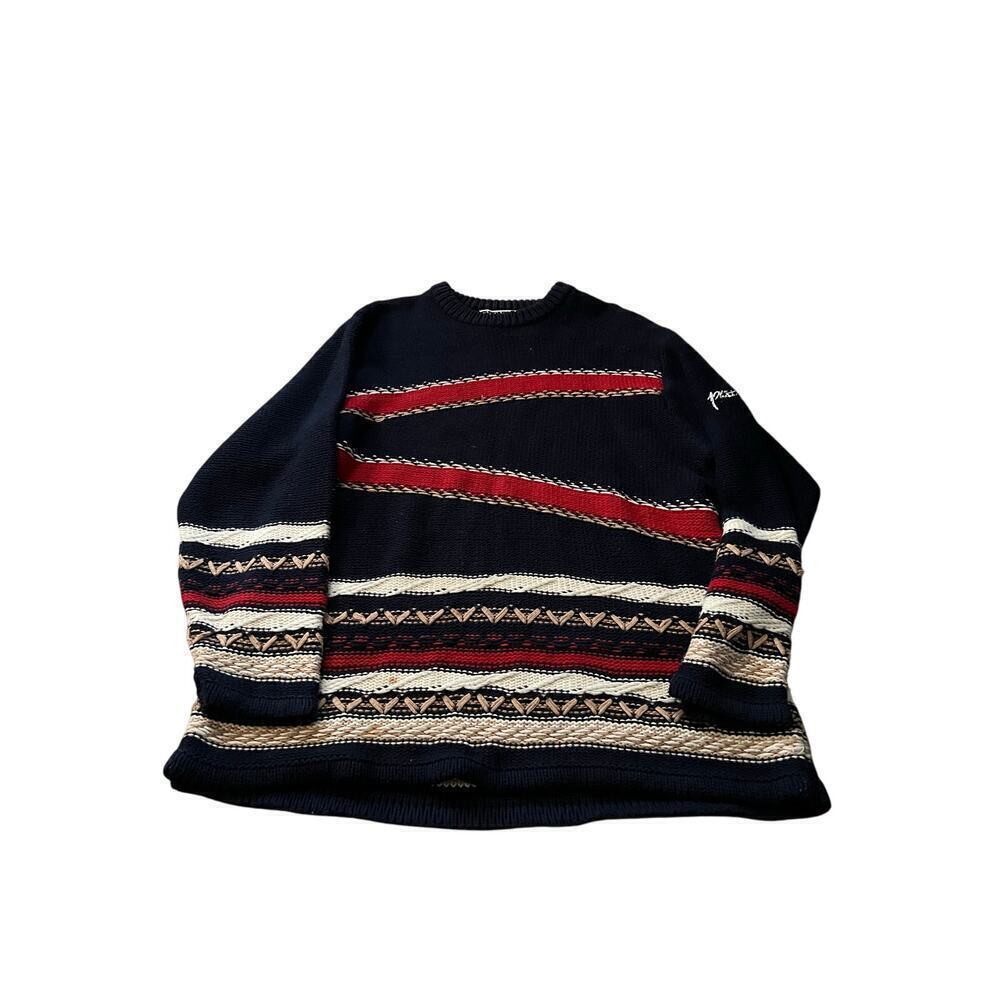 Vintage Phat Farm Men's Blue Red Coogi Like Crew Neck Sweater Size Large
